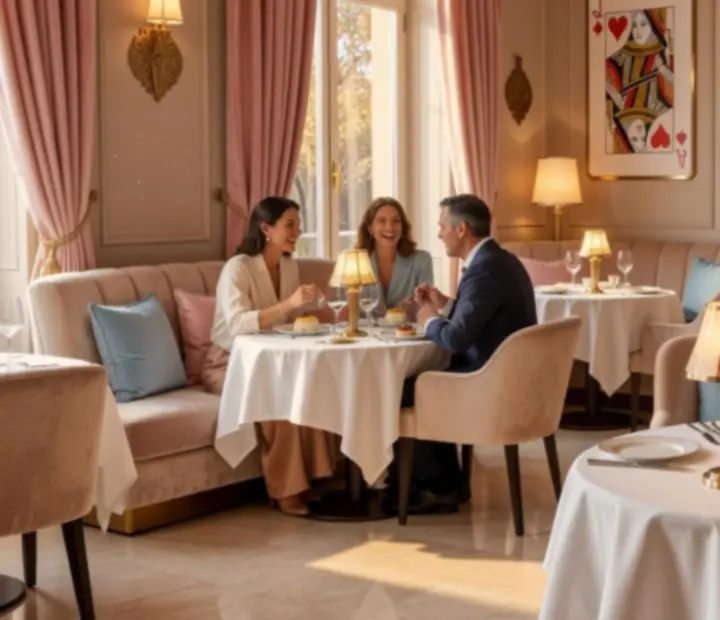 Salle de restaurant élégante avec tables dressées et ambiance chaleureuse pour une soirée conviviale.
